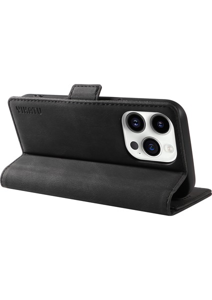 Iphone 14 Pro Folio Flip Cover Pu Pu Deri Deri Touch Stand Cüzdan Telefon Kılıfı Black (Yurt Dışından)
