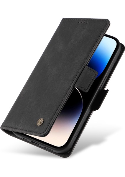 Iphone 14 Pro Folio Flip Cover Pu Pu Deri Deri Touch Stand Cüzdan Telefon Kılıfı Black (Yurt Dışından)