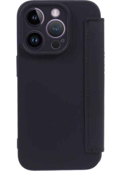 Iphone 15 Pro Koruyucu Kılıf Kart Tutucu Kickstand Sıvı Silikon Cilt Touch Telefon Kapak Black (Yurt Dışından)