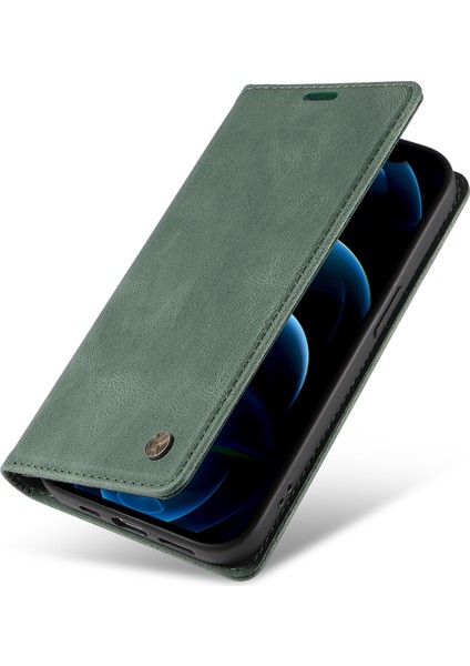 Iphone 12/12 Pro 6.1 Inç Pu Deri Cüzdan Kapağı Manyetik Kapanış Telefon Standı Vaka-Yeşil (Yurt Dışından)