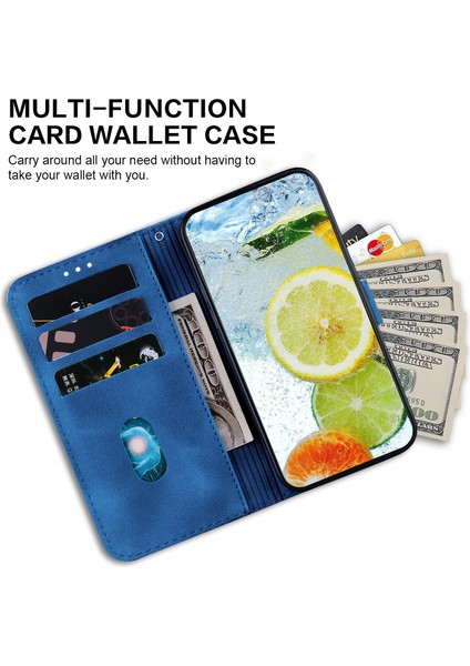 Iphone 13 Pro 6.1 Inç Flip Stand Cüzdan Telefon Kapağı Çift 8 Şekilli Baskılı Deri Case-Dark Mavi (Yurt Dışından)