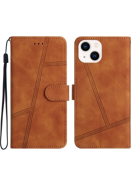 Iphone 15 Plus Için Plus Cilt Touch Hatları Için Baskılı Telefon Kılıfı Retro Pu Deri Cüzdan Kapağı Stand-Brown (Yurt Dışından)