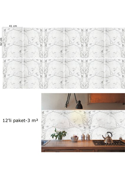 Kendinden Yapışkanlı Çizgili Desenli Pvc Panel 41X62 cm (12 Adet) 3 M²