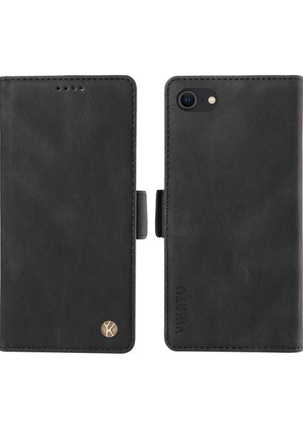 Iphone 6/6s/7/8/se (2020)/SE (2022) Için Cüzdan Kılıfı, Pu Deri Deri Dokunuşu Standı Koruyucu Telefon Kapağı-Siyah (Yurt Dışından)
