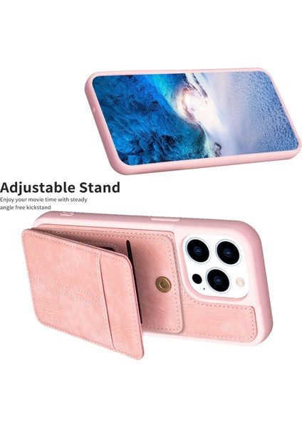 Iphone 15 Pro Matte Pu Deri Kaplamalı Tpu Telefon Kapağı Kart Tutucu-Pembe (Yurt Dışından) fiyatları