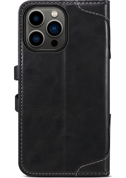 Iphone 15 Pro Deri Kılıf Dalgalı Doku Kapağı Stand Cüzdan-Black Için (Yurt Dışından) fırsatları