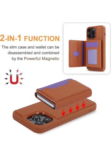 Iphone 13 Pro Case Card Tutucu Yuvaları Kickstand Koruyucu Telefon Kapak Kahverengi (Yurt Dışından)