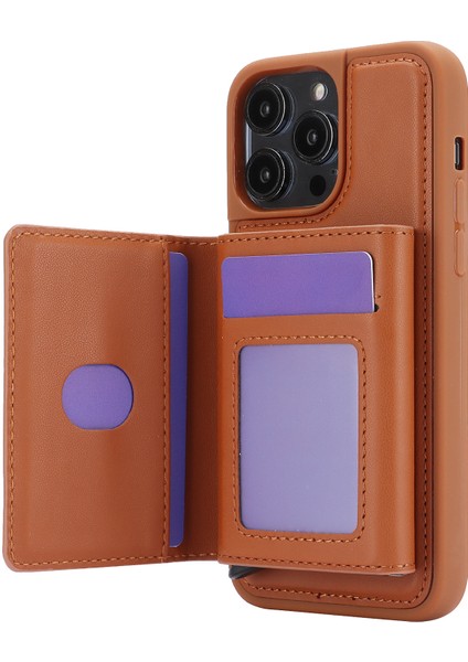Iphone 13 Pro Case Card Tutucu Yuvaları Kickstand Koruyucu Telefon Kapak Kahverengi (Yurt Dışından)