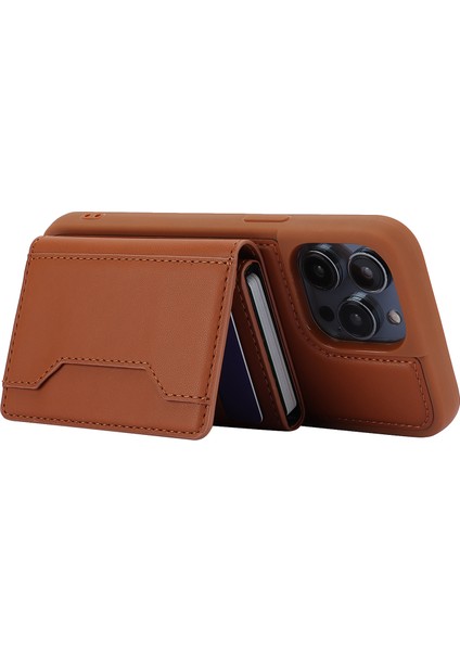 Iphone 13 Pro Case Card Tutucu Yuvaları Kickstand Koruyucu Telefon Kapak Kahverengi (Yurt Dışından)