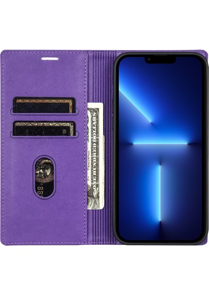 Iphone 13 Pro 6.1 Inç Kasa Pu Deri+Tpu Telefon Cüzdan Kapağı Manyetik Kapatma-Ilanı (Yurt Dışından)