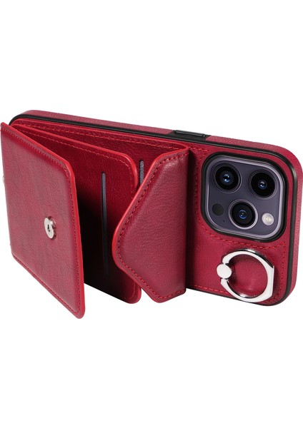 Iphone 14 Pro Case Pu Deri+Tpu Kart Tutucu Telefon Kapağı Omuz Askılı-Wine Red ile (Yurt Dışından) fırsatları