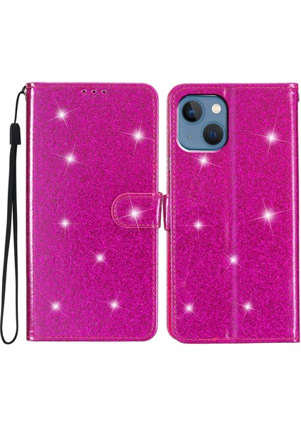 iPhone 14 Plus Için Pu Deri Kılıf Folio Flip Cüzdan Stand Akıllı Telefon Kapak Çizgisi (Yurt Dışından)