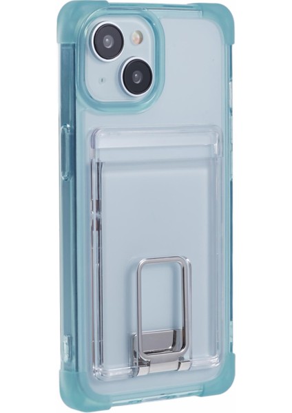 Iphone 14 Için Ysm Takviyeli Köşeler Serisi Tpu+Akrilik Kart Tutucu Telefon Kapak Terazik Mavi (Yurt Dışından)