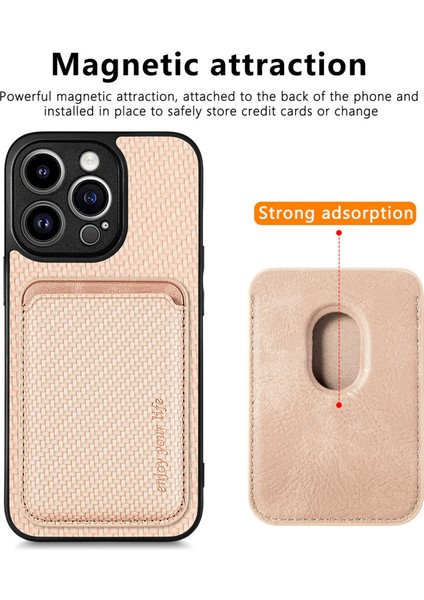 Iphone 15 Pro Max Magnetic Kart Tutucu Karbon Fiber Deri+Pc+Tpu Case-Khaki Için Çıkarılabilir Telefon Kapağı (Yurt Dışından) modelleri