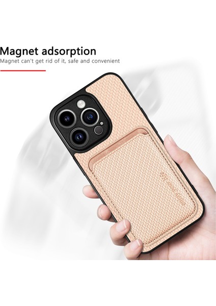 Iphone 15 Pro Max Magnetic Kart Tutucu Karbon Fiber Deri+Pc+Tpu Case-Khaki Için Çıkarılabilir Telefon Kapağı (Yurt Dışından) indirimleri