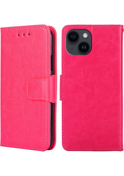 Iphone 15 Dokulu Pu Deri Cüzdan Stand Telefon Kılıfı Kabuk Rose Için Telefon Kapağı (Yurt Dışından)