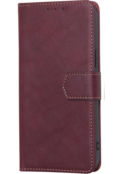 Iphone 15 Pro Magnetic Toka Folio Flip Pu Deri Cüzdan Cüzdan Cep Telefonu Katlanabilir Stand Kapak-Kırmızı (Yurt Dışından)