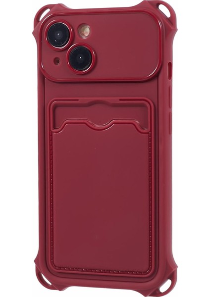 Iphone 15 Plus Için Plus Tpu Case Four Corner Drop Anti-Drop Kart Tutucu Kapağı (Hassas Kesim) -Wine Kırmızı (Yurt Dışından)