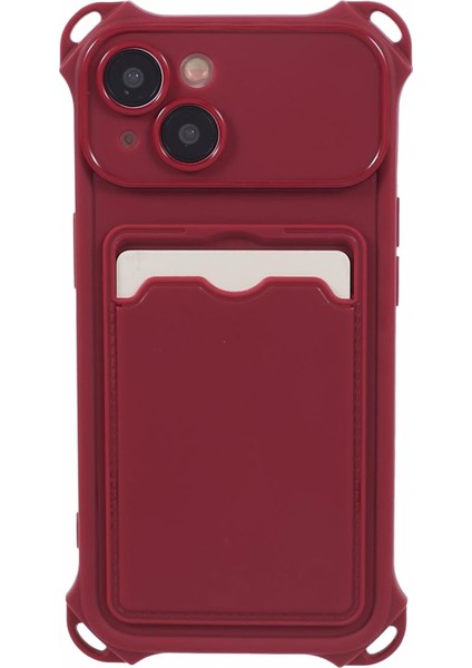 Iphone 15 Plus Için Plus Tpu Case Four Corner Drop Anti-Drop Kart Tutucu Kapağı (Hassas Kesim) -Wine Kırmızı (Yurt Dışından)
