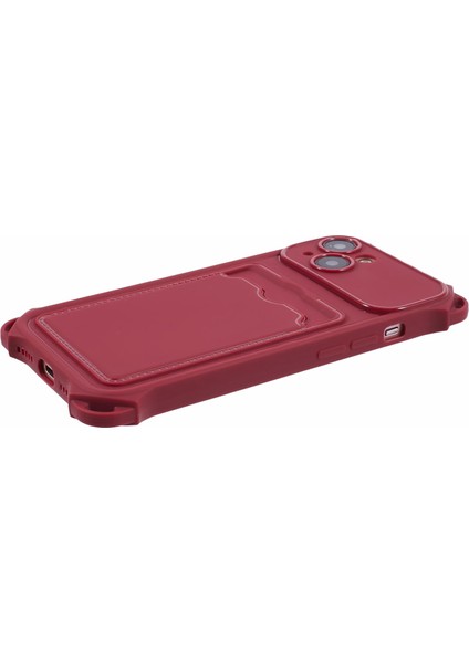 Iphone 15 Plus Için Plus Tpu Case Four Corner Drop Anti-Drop Kart Tutucu Kapağı (Hassas Kesim) -Wine Kırmızı (Yurt Dışından)