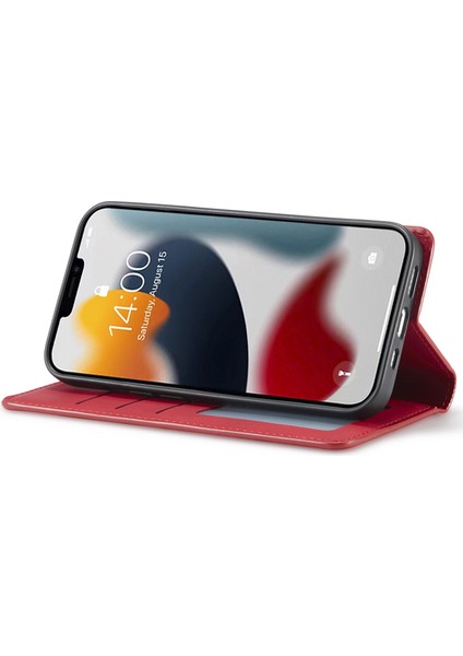 Iphone 15 Pro Max Cilt Touch Pu Pu Deri Manyetik Telefon Kılıf Telefon Kapağı Cüzdan-Kırmızı (Yurt Dışından)