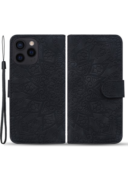 Iphone 15 Pro Baskı Için Çiçek Kabuk Telefon Kapağı Ince-Fit Buzağı Doku Stand Cüzdan Deri Kılıf (Yurt Dışından)