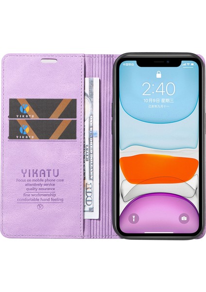 Iphone 11 Cilt-Touch Flip Cüzdan Stand Kapak Anti-Fall Deri Telefon Kılıfı Doğru (Yurt Dışından)