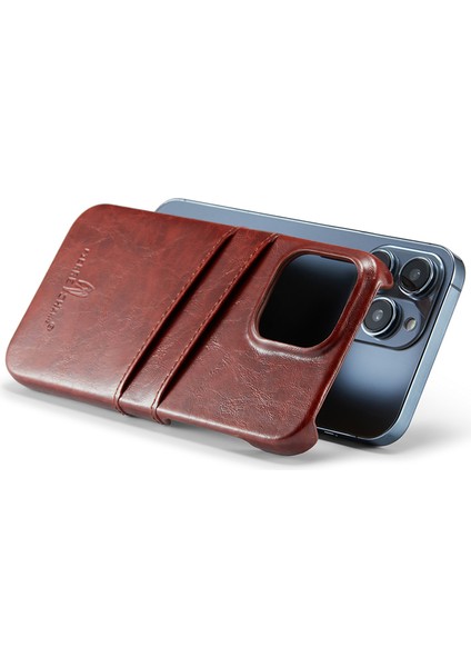 Iphone 15 Pro Case Waxy Pu Deri+Pc Kart Tutucu Telefon Kapak Kılıfı (Yurt Dışından) modelleri