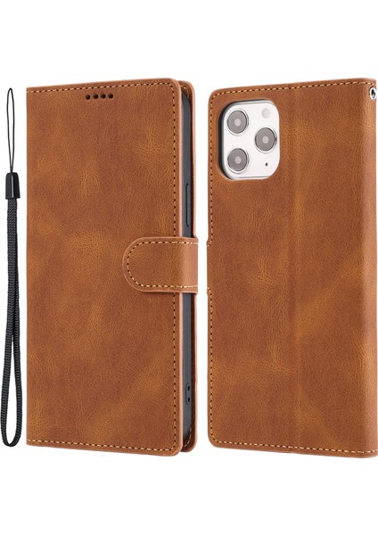 Iphone 15 Pro Dustroof Pu Deri Cep Telefon Kılıfı Manyetik Stand Cüzdan Telefon Kapağı Strap-Brown (Yurt Dışından)