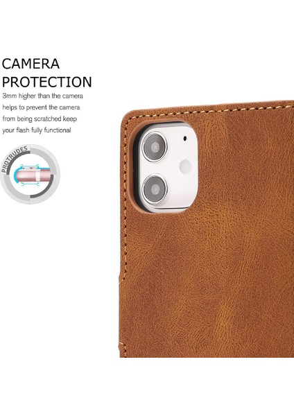 Iphone 15 Pro Dustroof Pu Deri Cep Telefon Kılıfı Manyetik Stand Cüzdan Telefon Kapağı Strap-Brown (Yurt Dışından)