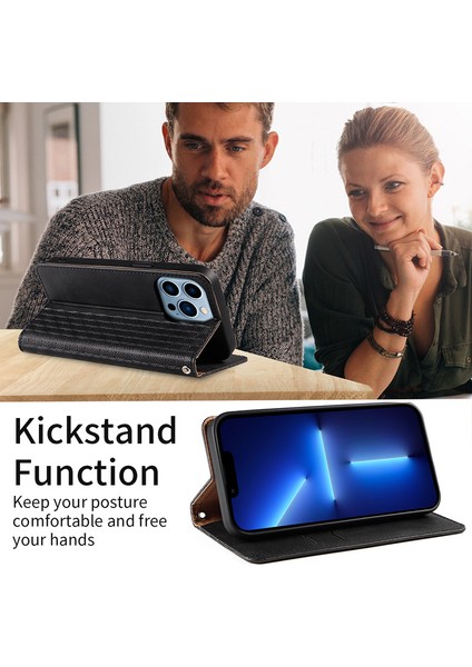 Iphone 15 Pro Max Manyetik Kapanış Için Baskalı Anti-Fall Kapak Deri Cüzdan Stand Telefon Kılıfı Strap-Brown (Yurt Dışından)