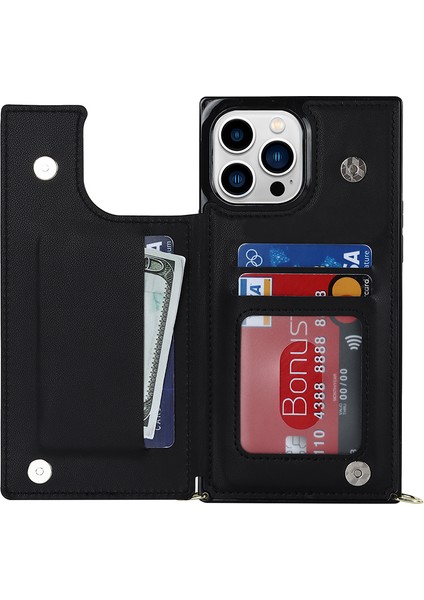 Iphone 15 Pro Max Rfıd Engelleme Telefon Kılıfı Tpu+Pu Kickstand Cüzdan Telefon Kapağı Omuz Kayış Black (Yurt Dışından) fiyatları