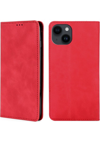 Iphone 15 Plus Deri Kart Tutucu Için Stand Kapağı Manyetik Kapanış Cilt Touch Telefon Kasası (Yurt Dışından)
