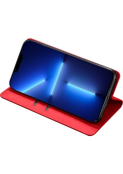 Iphone 15 Plus Deri Kart Tutucu Için Stand Kapağı Manyetik Kapanış Cilt Touch Telefon Kasası (Yurt Dışından)