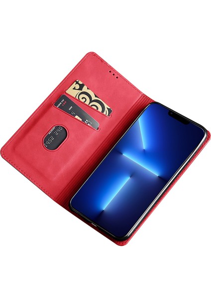 Iphone 15 Plus Deri Kart Tutucu Için Stand Kapağı Manyetik Kapanış Cilt Touch Telefon Kasası (Yurt Dışından)