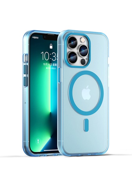Iphone 13 Pro Yarı Saydam Mat Arka Kapak Manyetik Telefon Vaka-Mavisi Için (Yurt Dışından)