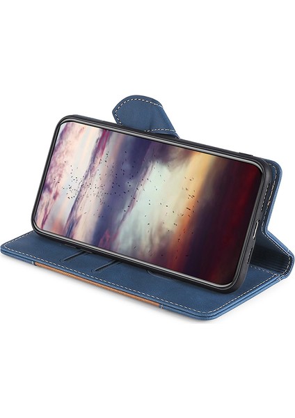 Iphone 15 Pro Max Maksimum Hile Şapka Telefon Kapağı Pu Deri Stand Cüzdan Kılıf Mavisi (Yurt Dışından)