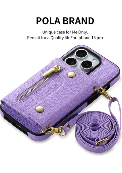 Iphone 14 Pro Max Telefon Kılıf Kart Yuvaları Kickstand Crossbody Cover-Spurple (Yurt Dışından) fiyatları