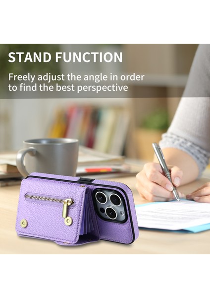 Iphone 14 Pro Max Telefon Kılıf Kart Yuvaları Kickstand Crossbody Cover-Spurple (Yurt Dışından) modelleri
