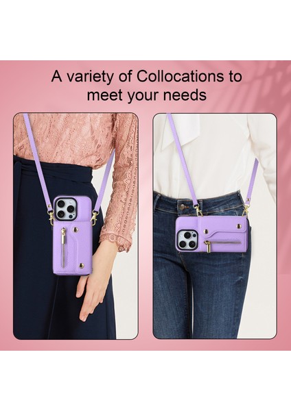Iphone 14 Pro Max Telefon Kılıf Kart Yuvaları Kickstand Crossbody Cover-Spurple (Yurt Dışından) fırsatları