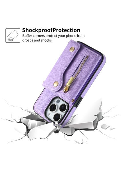 Iphone 14 Pro Max Telefon Kılıf Kart Yuvaları Kickstand Crossbody Cover-Spurple (Yurt Dışından) indirimleri