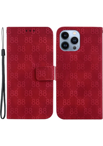 Iphone 13 Pro Max Için 6.7 Inç Deri Cüzdan Stand Telefon Kapağı Çift 8 Şekilli Baskı (Yurt Dışından)