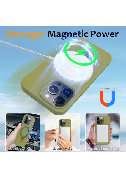 İPhone 14 Pro Max Kickstand Case PC+Silikon Kapağı Magsafe-Green ile Uyumlu (Yurt Dışından) modelleri