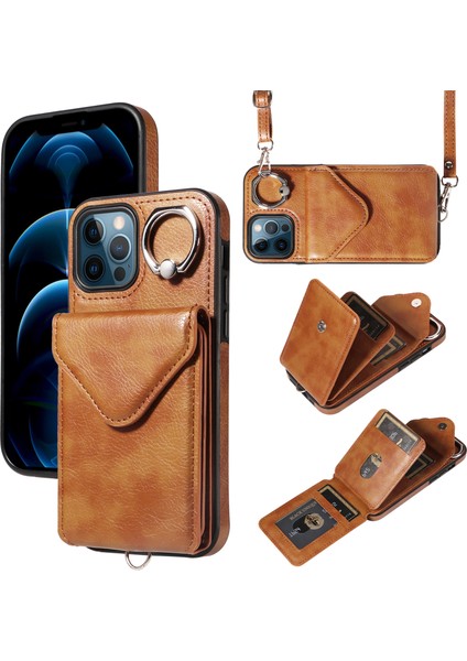 Iphone 12/12 Için Pro Telefon Kılıfı Tutucu Koruyucu Crossbody Cover-Brown (Yurt Dışından)