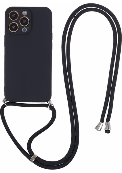 Iphone 13 Pro Case Için Long Lanyard-Black ile Ka Tpu Fiber Astar Telefon Kapağı (Yurt Dışından)