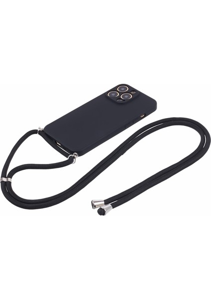 Iphone 13 Pro Case Için Long Lanyard-Black ile Ka Tpu Fiber Astar Telefon Kapağı (Yurt Dışından)