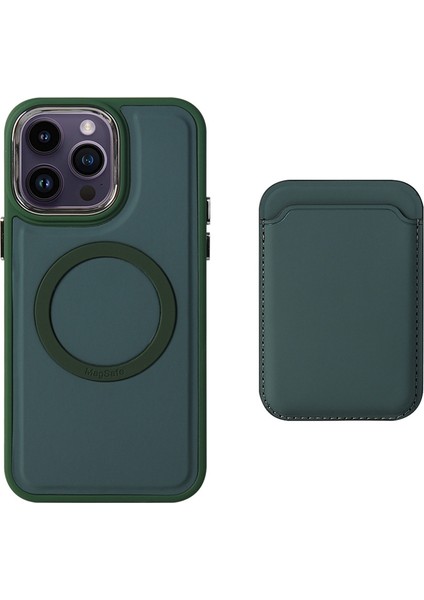 Iphone 15 Pro Magnetic Telefon Kılıfı Için Yumuşak Tpu Kart Tutucu-Blackish Green ile Cilt Touch Kapağı (Yurt Dışından)