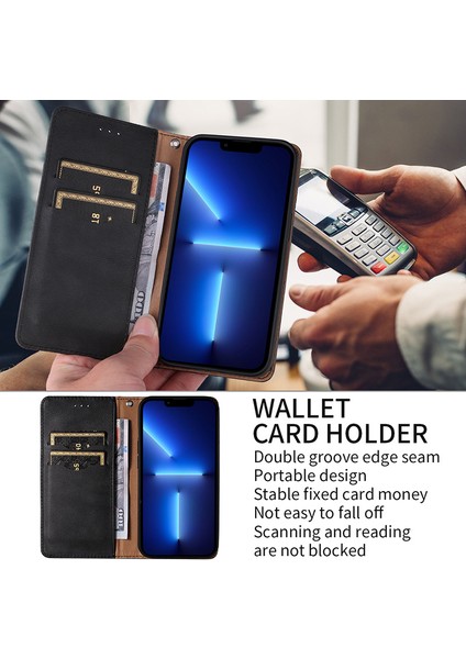 Iphone 15 Pro Max Manyetik Kapanış Için Baskalı Anti-Fall Kapak Deri Cüzdan Stand Telefon Kılıfı Strap-Red ile (Yurt Dışından)