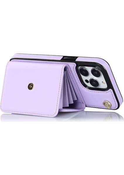Iphone 15 Pro Kart Yuvaları Için Telefon Kabuğu Kısa+Uzun Kayışlar-Doğum ile Kickstand Kapak Anti-Sracratch Pu Derisi Anti (Yurt Dışından)