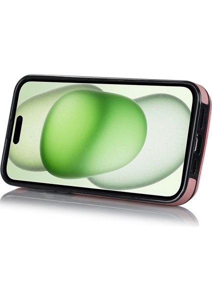 Iphone 15 Plus Için Arka Kabuk Artı Telefon Kasası Rfid Engelleme Cüzdan Retro Pu+Tpu Kickstand Kapak-Pembe (Yurt Dışından)